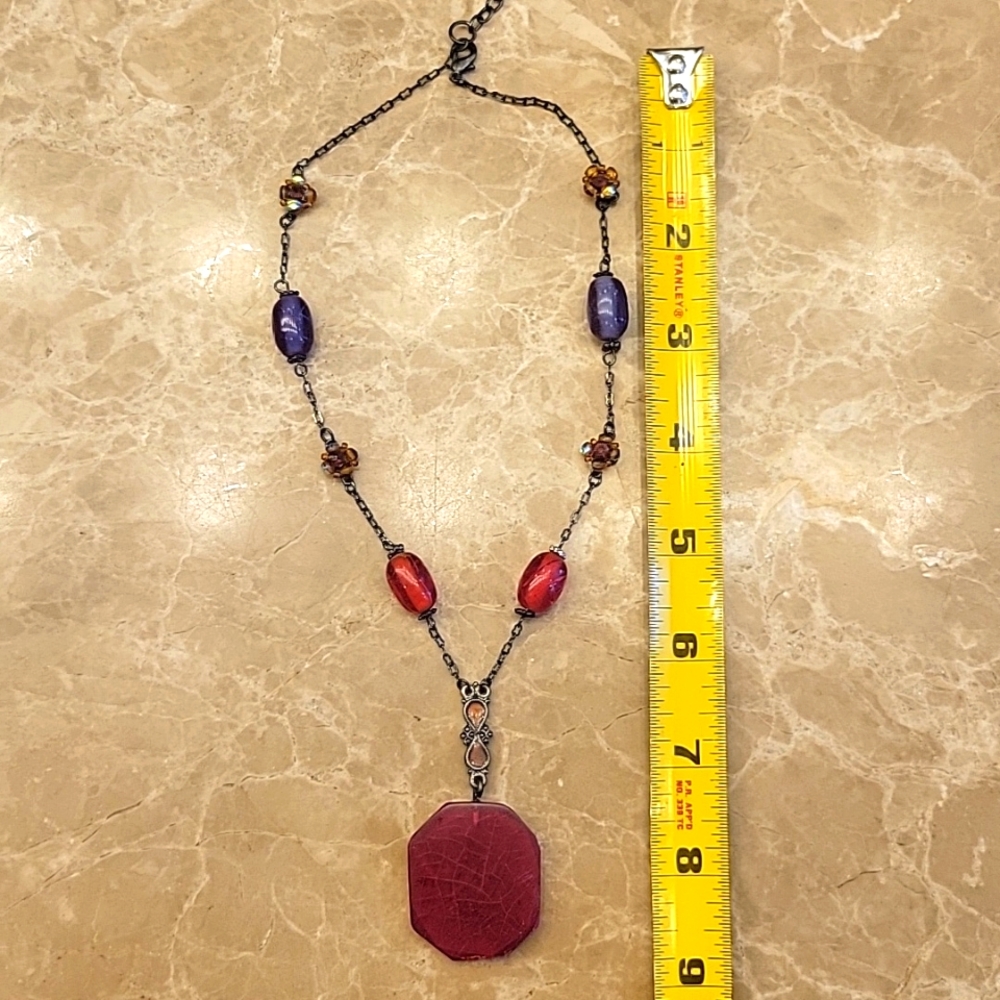 BOHEMIAN Pendant Necklace w/ Whimsical Beads,  9" - Picture 10 of 15